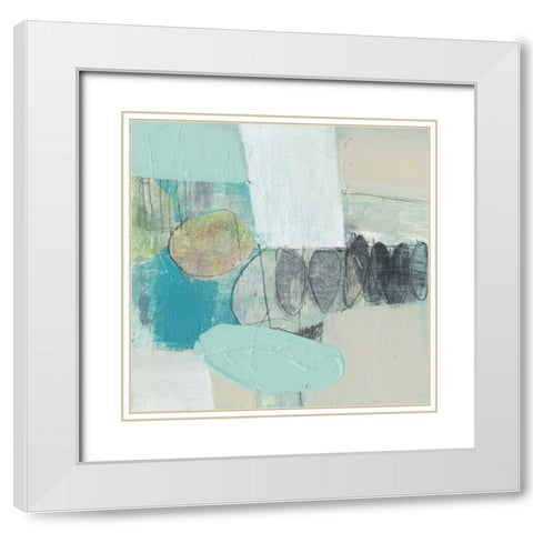 Seafoam Orbs I White Modern Wood Framed Art Print with Double Matting by Goldberger, Jennifer