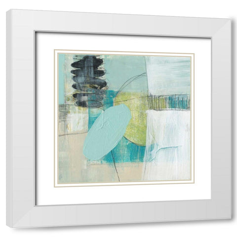 Seafoam Orbs II White Modern Wood Framed Art Print with Double Matting by Goldberger, Jennifer