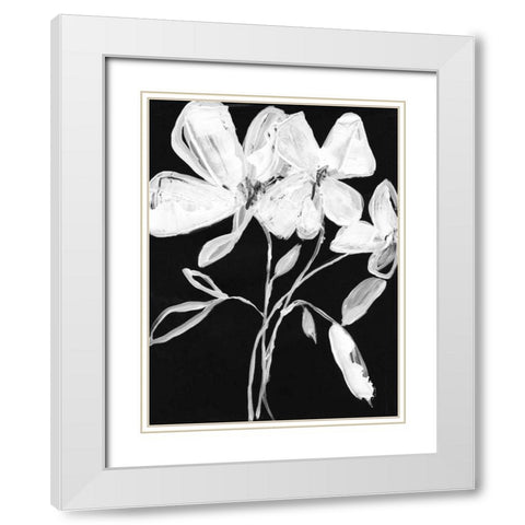 White Whimsical Flowers I White Modern Wood Framed Art Print with Double Matting by Goldberger, Jennifer