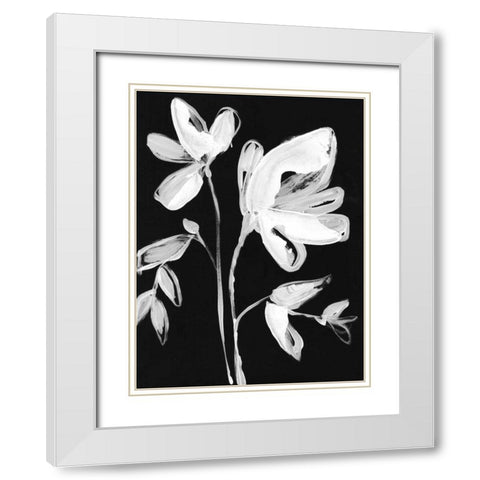 White Whimsical Flowers II White Modern Wood Framed Art Print with Double Matting by Goldberger, Jennifer
