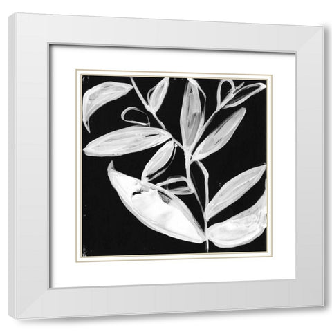 Quirky White Leaves I White Modern Wood Framed Art Print with Double Matting by Goldberger, Jennifer
