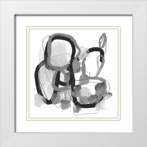 Black and Grey Pendulum I White Modern Wood Framed Art Print with Double Matting by Vess, June Erica