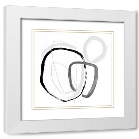 Black and Grey Vibration I White Modern Wood Framed Art Print with Double Matting by Borges, Victoria