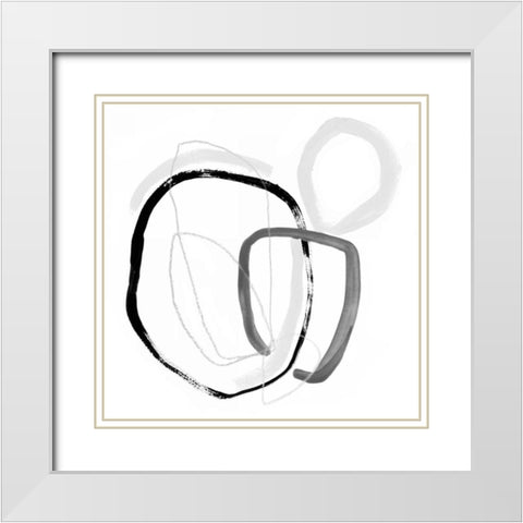 Black and Grey Vibration I White Modern Wood Framed Art Print with Double Matting by Borges, Victoria