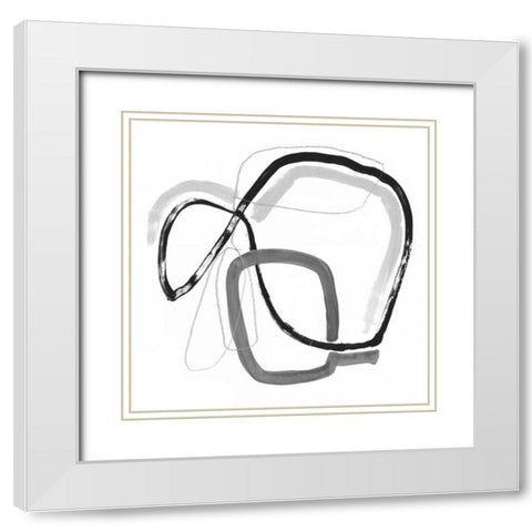 Black and Grey Vibration IV White Modern Wood Framed Art Print with Double Matting by Borges, Victoria