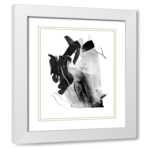 Black and Grey Collide III White Modern Wood Framed Art Print with Double Matting by Wang, Melissa