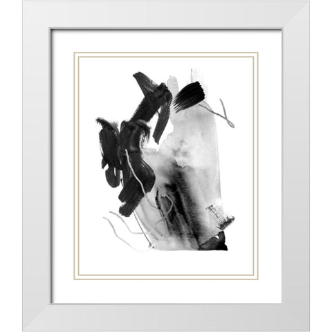 Black and Grey Collide III White Modern Wood Framed Art Print with Double Matting by Wang, Melissa