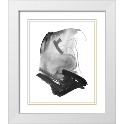 Black and Grey Collide IV White Modern Wood Framed Art Print with Double Matting by Wang, Melissa