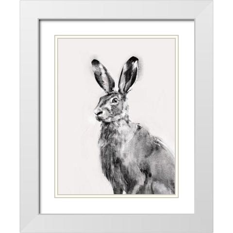 Wild Hare I White Modern Wood Framed Art Print with Double Matting by Caroline, Emma