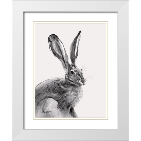 Wild Hare II White Modern Wood Framed Art Print with Double Matting by Caroline, Emma