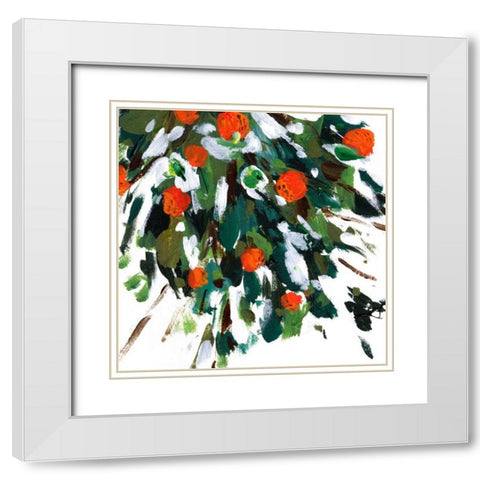 Ripe Tangerines I White Modern Wood Framed Art Print with Double Matting by Wang, Melissa