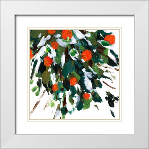 Ripe Tangerines I White Modern Wood Framed Art Print with Double Matting by Wang, Melissa