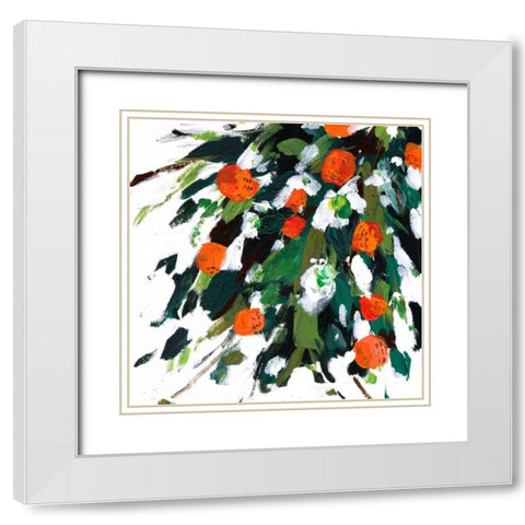 Ripe Tangerines II White Modern Wood Framed Art Print with Double Matting by Wang, Melissa