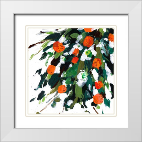 Ripe Tangerines II White Modern Wood Framed Art Print with Double Matting by Wang, Melissa