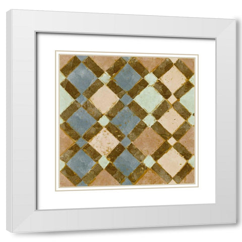 Tile of Squares II White Modern Wood Framed Art Print with Double Matting by Saunders, Alonzo