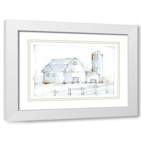 Barnyard Pencil Sketch I White Modern Wood Framed Art Print with Double Matting by Harper, Ethan