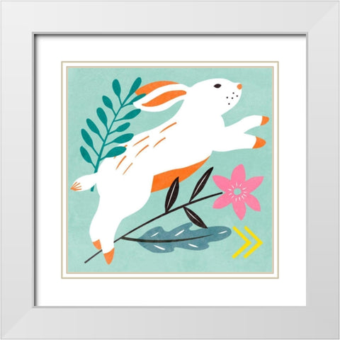 Easter Bunnies I White Modern Wood Framed Art Print with Double Matting by Wang, Melissa
