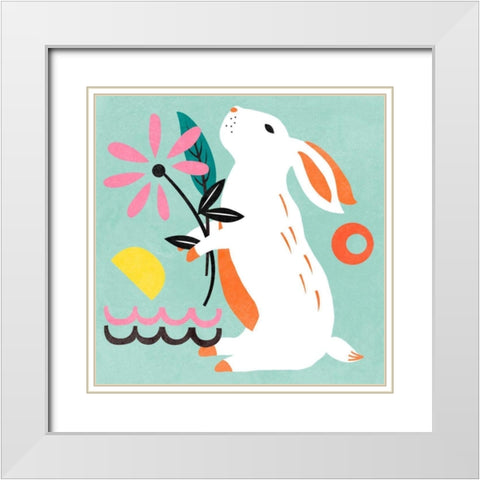 Easter Bunnies II White Modern Wood Framed Art Print with Double Matting by Wang, Melissa