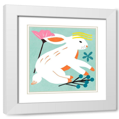 Easter Bunnies III White Modern Wood Framed Art Print with Double Matting by Wang, Melissa