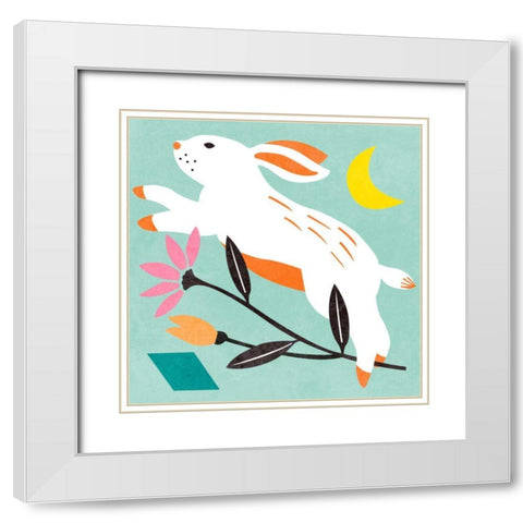 Easter Bunnies IV White Modern Wood Framed Art Print with Double Matting by Wang, Melissa