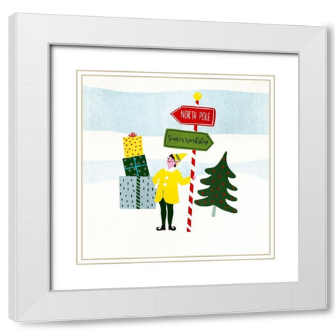 Santas Little Helpers II White Modern Wood Framed Art Print with Double Matting by Barnes, Victoria