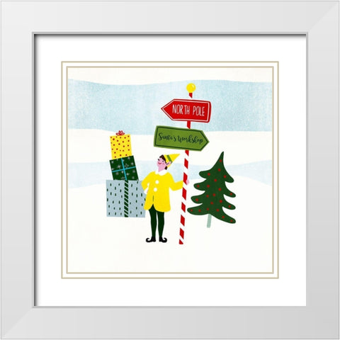 Santas Little Helpers II White Modern Wood Framed Art Print with Double Matting by Barnes, Victoria