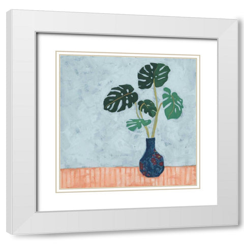 Parlor Monstera I White Modern Wood Framed Art Print with Double Matting by Vess, June Erica