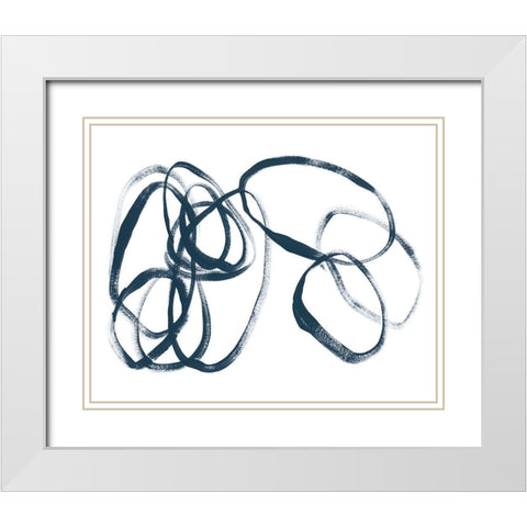 Indigo Intertwined I White Modern Wood Framed Art Print with Double Matting by Vess, June Erica