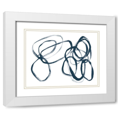 Indigo Intertwined II White Modern Wood Framed Art Print with Double Matting by Vess, June Erica