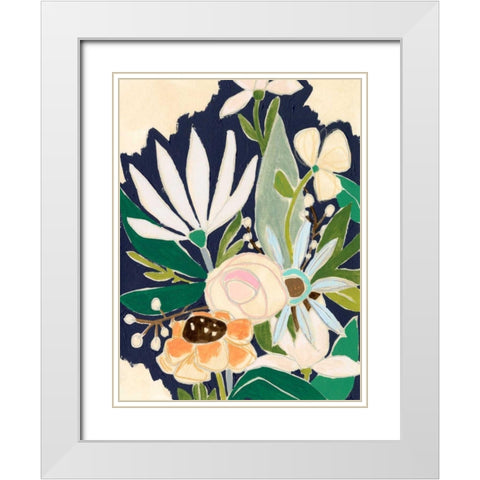 Floral Interim II White Modern Wood Framed Art Print with Double Matting by Vess, June Erica