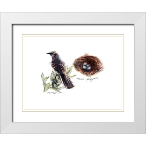 Bird and Nest Study I White Modern Wood Framed Art Print with Double Matting by Dean, Bruce