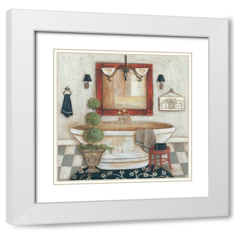 Casual Bath II White Modern Wood Framed Art Print with Double Matting by Rig, R.