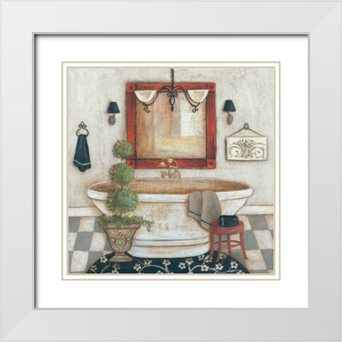 Casual Bath II White Modern Wood Framed Art Print with Double Matting by Rig, R.