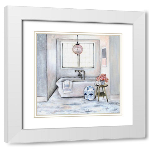 Neutral Bath II White Modern Wood Framed Art Print with Double Matting by Rig, R.