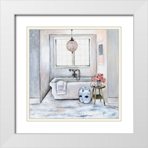 Neutral Bath II White Modern Wood Framed Art Print with Double Matting by Rig, R.