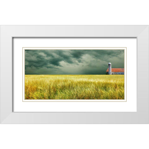 Yellow Field White Modern Wood Framed Art Print with Double Matting by McLoughlin, James