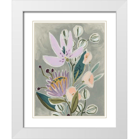 Spring Lilac I White Modern Wood Framed Art Print with Double Matting by Vess, June Erica