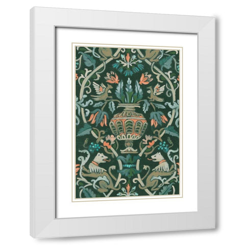 Verdant Tapestry I White Modern Wood Framed Art Print with Double Matting by Vess, June Erica
