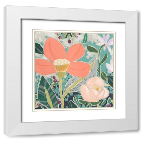 Garden Confetti II White Modern Wood Framed Art Print with Double Matting by Vess, June Erica