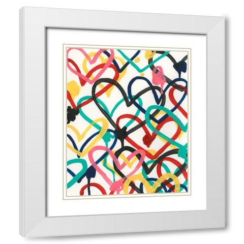 Heart Scribbles I White Modern Wood Framed Art Print with Double Matting by Vess, June Erica