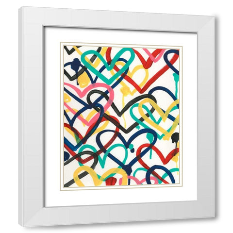 Heart Scribbles II White Modern Wood Framed Art Print with Double Matting by Vess, June Erica