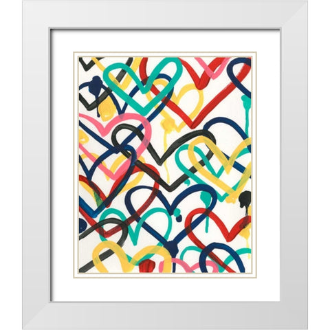 Heart Scribbles II White Modern Wood Framed Art Print with Double Matting by Vess, June Erica