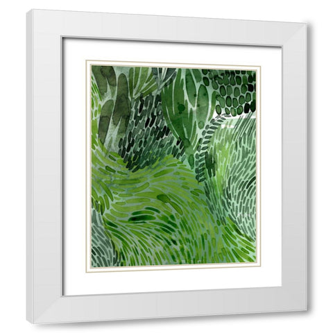 Upright Greenery I White Modern Wood Framed Art Print with Double Matting by Popp, Grace