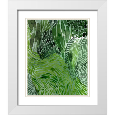 Upright Greenery I White Modern Wood Framed Art Print with Double Matting by Popp, Grace