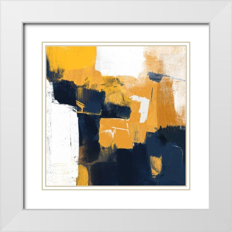 Navy and Gold I White Modern Wood Framed Art Print with Double Matting by Borges, Victoria