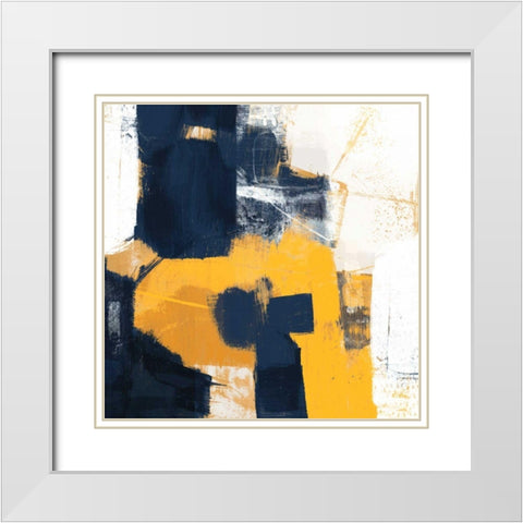 Navy and Gold II White Modern Wood Framed Art Print with Double Matting by Borges, Victoria