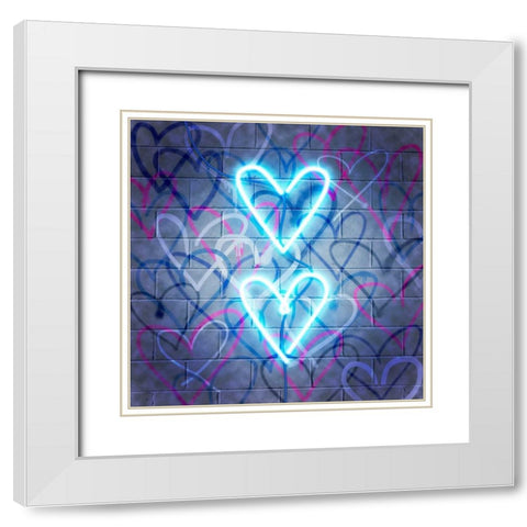 Neon Heart I White Modern Wood Framed Art Print with Double Matting by Popp, Grace