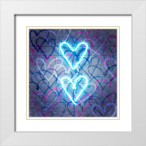 Neon Heart I White Modern Wood Framed Art Print with Double Matting by Popp, Grace