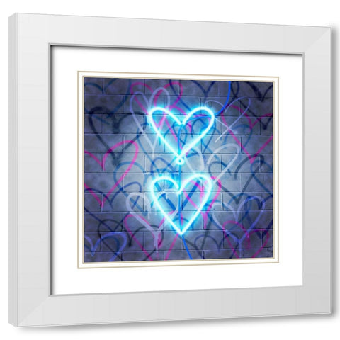 Neon Heart II White Modern Wood Framed Art Print with Double Matting by Popp, Grace