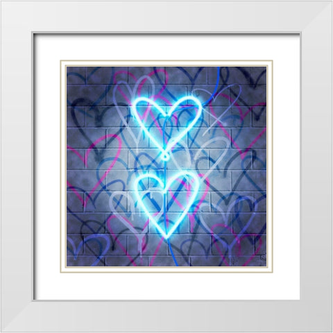 Neon Heart II White Modern Wood Framed Art Print with Double Matting by Popp, Grace